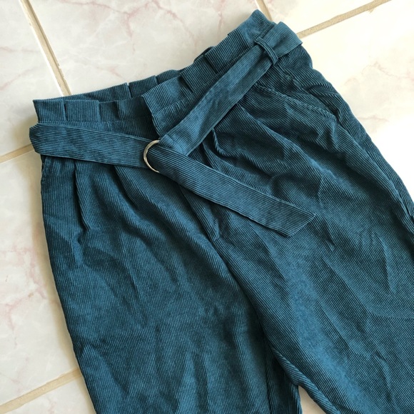 Teal Corduroy Paperbag Bag Pants - Picture 7 of 10
